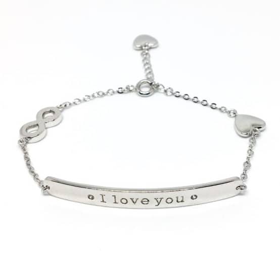 Bracelet I love you en plaqué argent