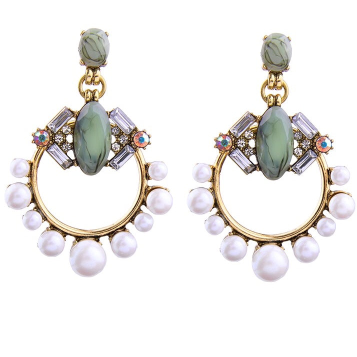 Longues boucles d'oreilles vertes Green