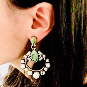 Longues boucles d'oreilles vertes Green