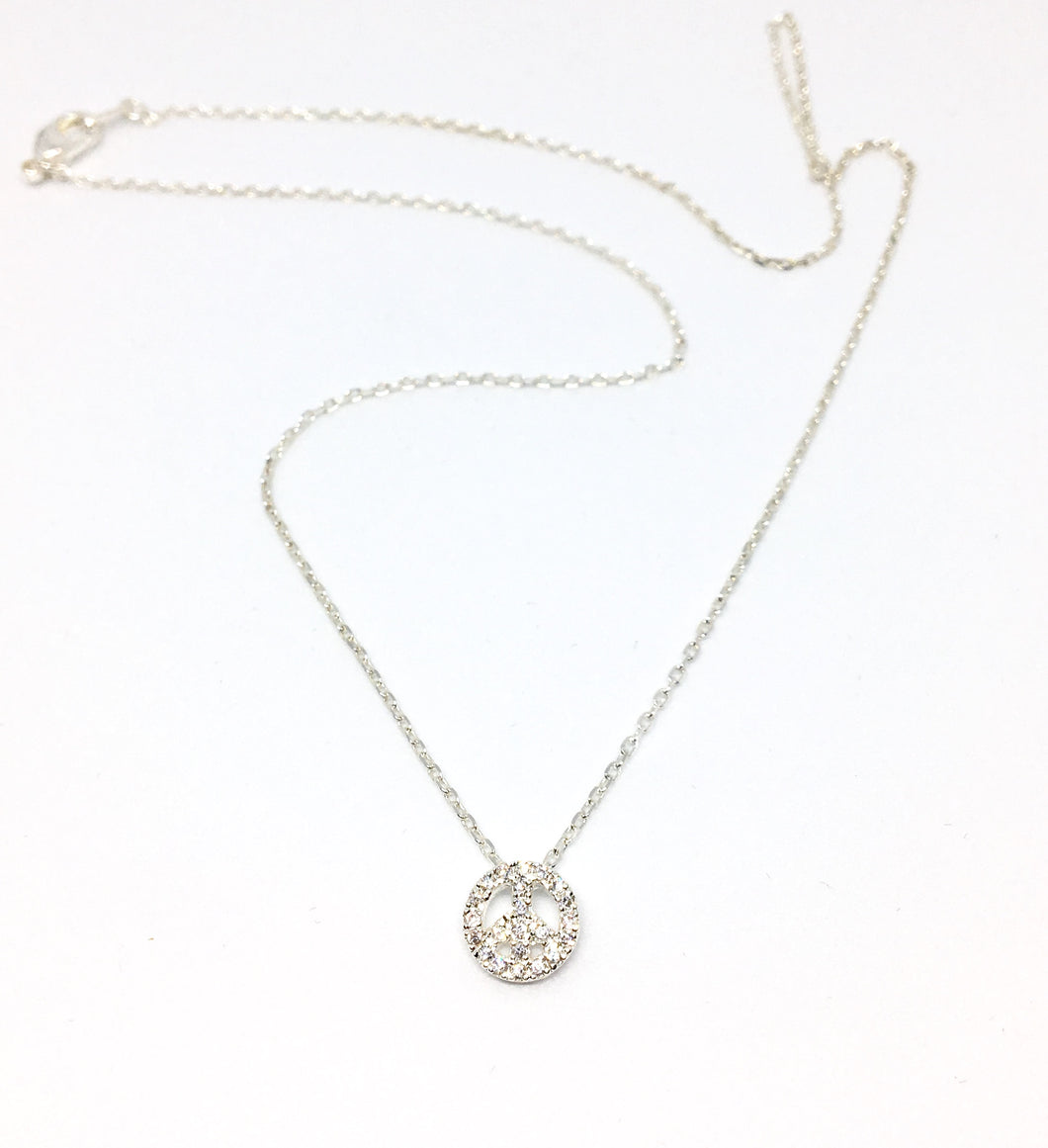 collier peace and love argenté