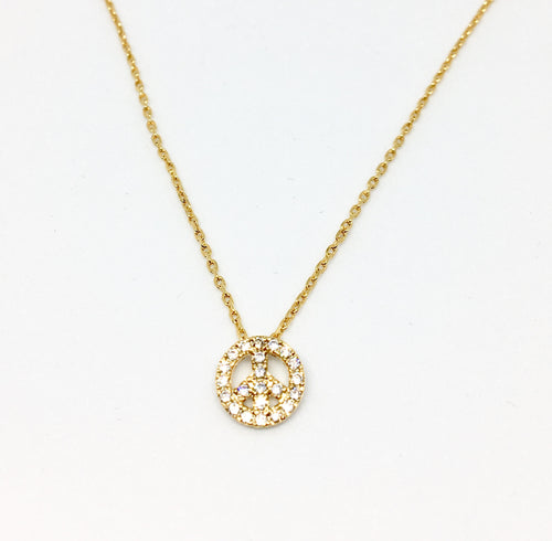 collier peace and love doré