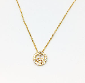 collier peace and love doré
