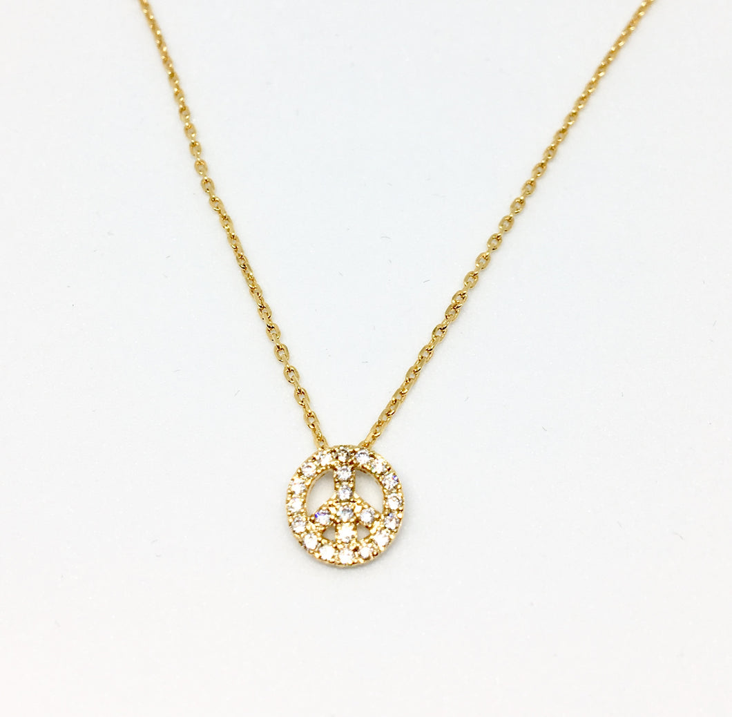 collier peace and love doré