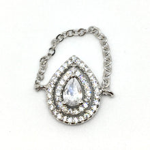 Charger l&#39;image dans la galerie, Bague chaine en argent, forme de poire