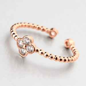 Bague réglable trèfle en plaqué or