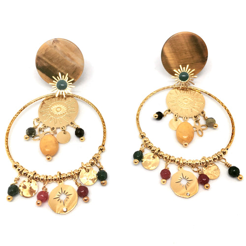 Boucles d'oreilles longues taupe