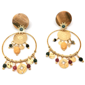Boucles d'oreilles longues taupe