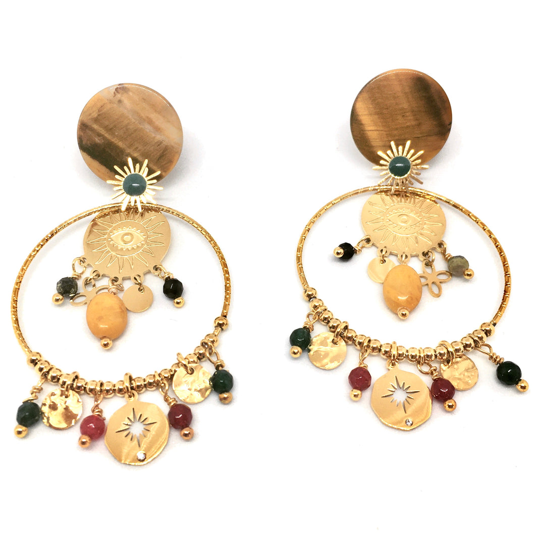 Boucles d'oreilles longues taupe