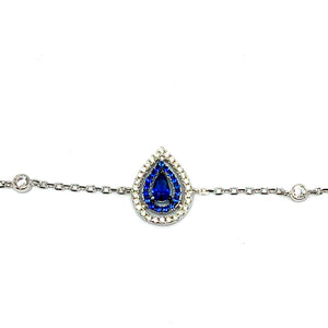 Bracelet poire en argent pierre bleue