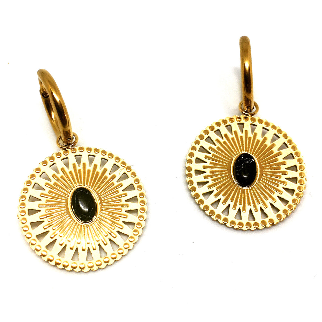 Boucles d'oreilles médaillon soleil