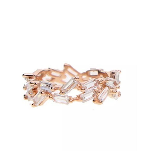 Bague en plaqué or rose et zircons