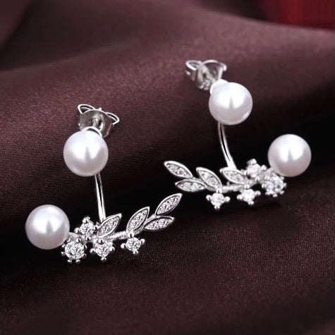 Boucles d'oreilles argentées et perles
