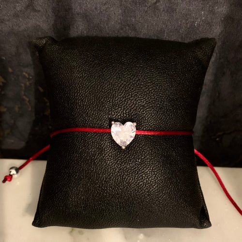 Bracelet coeur fil rouge réglable