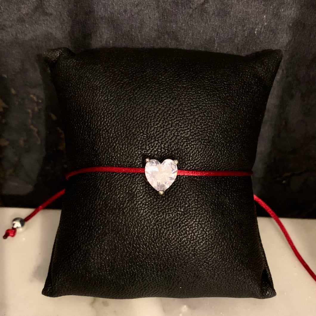 Bracelet coeur fil rouge réglable