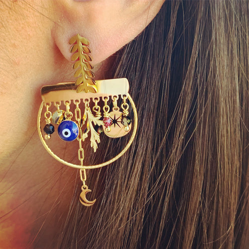 Boucles d'oreilles breloques et œil