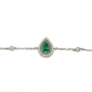 Bracelet poire en Argent pierre verte
