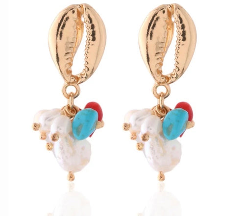 Boucles d'oreilles coquillage dorées